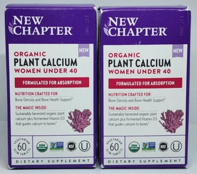 2 NEW CHAPTER Organic Plant Calcium Bone Women Under 40 Exp. 2/25 60 Tablets x 2 - Image 1 of 4