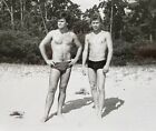 Shirtless Couple Men Trunks Bulge Affectionate Guys Gay Interest Vintage Photo