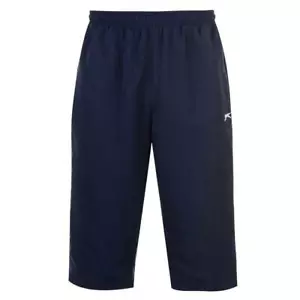 MENS NAVY SLAZENGER 3/4 THREE QUARTER LENGTH TRACKSUIT BOTTOMS PANTS SHORTS - Picture 1 of 1