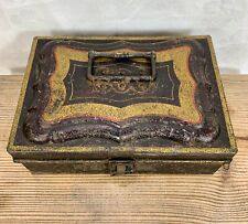 Primitive Antique Tole Painted Spice Tin Tea Caddy Pantry Box no Tins