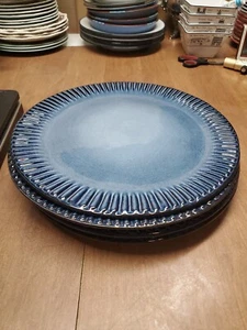 4 Crate and Barrel Cove Indigo Dinner Plates 10 3/4" Euc Rare Bin 125 - Picture 1 of 6