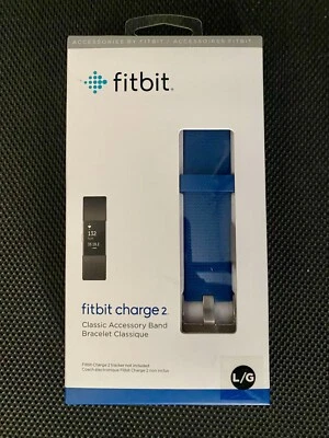Fitbit Charge 2 pulseira acessória clássica genuína azul grande LG nova em folha - Imagem 1 de 2