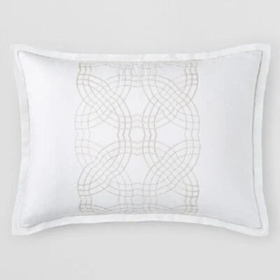 Hudson Park L14101 White/Platimun Cotton Belmonte Pillow Sham Size Standard - Image 1 of 4