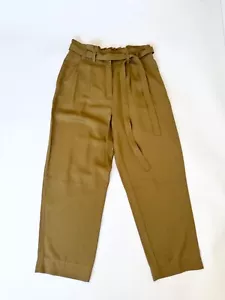 JIGSAW Paper bag High Waist Trousers Wide Crop Tie Belt Mustard UK12 *NEW £120 - Picture 1 of 10