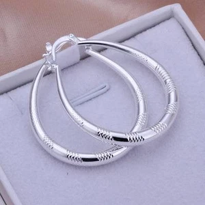 lindo 925 Moda Dijes Plata Hermoso Mujeres Círculo U Boda Pendiente Joyería - Imagen 1 de 2
