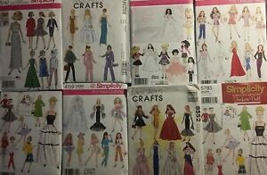 Sewing Patterns Simplicity 11.5" Fashion Doll clothes Gowns Dresses Outfits 