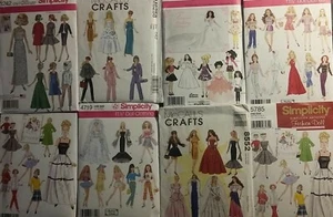 Sewing Patterns Simplicity 11.5" Fashion Doll clothes Gowns Dresses Outfits - Picture 1 of 21