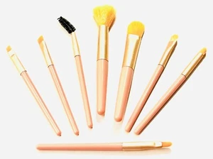 High Quality Pink Make Up Brush Set Kabuki Style Beauty In Handy Practical Bag - Picture 1 of 3