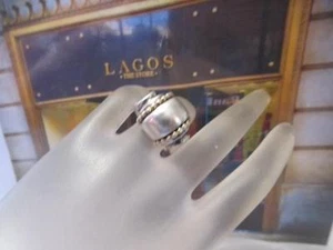 Vintage Lagos Caviar 18K & Sterling Silver Ring Size 6.5 - Picture 1 of 10