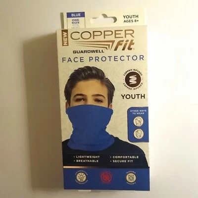 Copper Fit Guardwell Face Protector Breathable Secure Mask Blue Youth 8+ - Image 1 of 4