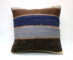 Kilim Square Pillow, 18x18 in, Decorative Throw Cushion, Handmade Vintage Pillow - Picture 1 of 6
