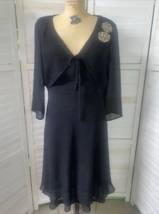 VTG Cynthia Howie Maggy Boutique Black Chiffon A Line Tank Dress & Jacket Sz 10 - Picture 1 of 7