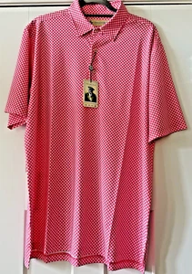 Donald Ross NWT Men's Medium Polo Shirt Azalea Pink White Check DRP064-122 NWT - Picture 1 of 15