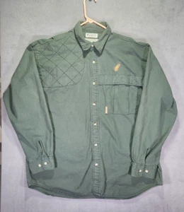 Vintage Columbia Upland Hunting Shirt XL Green Quilted Shoulder Embroidery - Picture 1 of 13