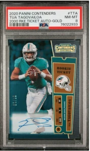 2020 Contenders Tua Tagovailoa 2000 Variation Gold Rookie Ticket Auto /10 PSA 8 - Picture 1 of 2