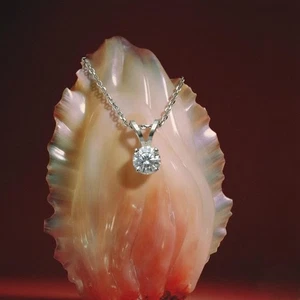 1/2 kt im Labor gezüchteter Diamant Solitär Anhänger Halskette 14 K Weißgold Kette Geschenkbox - Bild 1 von 6