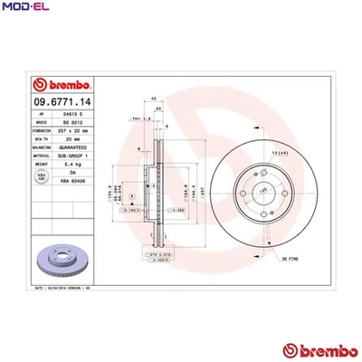 2x BRAKE DISC 09.6771.14 FOR MAZDA AZ-3/PRESSO FAMILIA/V/IV/ASTINA ETUDE 323 30X - Image 1 of 4