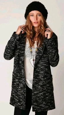 Chaqueta clásica de tweed Boucle de mezcla de lana Free People talla grande Boho Moto Foto 1 de 4
