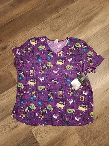 Nwt Disney Tim Burton’s The Nightmare Before Christmas Scrub Top Size 2XL - Picture 1 of 5