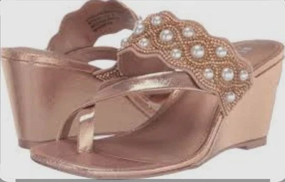 Sandalia Kenneth Cole Reaction para mujer talla 9M Maureen cuña oro rosa zapatos Foto 1 de 4