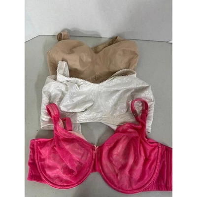 Cacique Playtex Bras Bundle 40DDD Pink White Tan Full Coverage Support Lot - Image 1 of 4