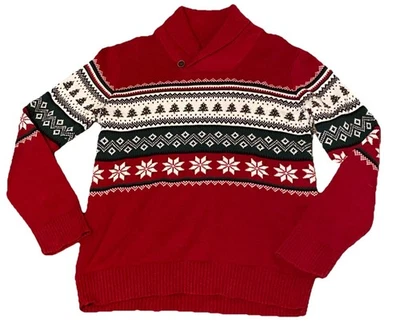 Suéter The Children's Place Copo de Nieve Fair Isle Mantón Árbol de Navidad Rojo 10/12 Foto 1 de 4