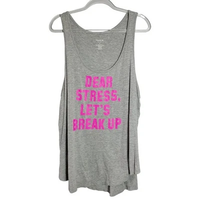 Camiseta sin mangas gris Torrid Active para mujer talla grande 2X Dear Stress Lets Break Up Foto 1 de 4