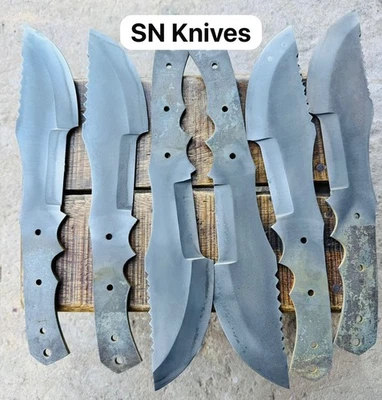6PCS-CUSTOM HANDMADE SPRING STEEL HUNTING TRACKER BLANK READY BLADES W/SHEATH - Image 1 of 4