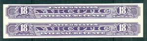 EE. UU. #RJA68a 18 ¢ Impuesto sobre narcóticos, par, sin chicle como emitido, en muy buen estado - Imagen 1 de 1