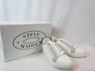 NIB Steve Madden White Sneaker W/ Faux Snake Print And Gold Accents Lace Up 7M - Image 1 of 4