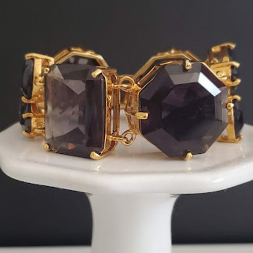 Bracciale donna Kate Spade Moody grosso geometrico cristallo gemma dichiarazione oro