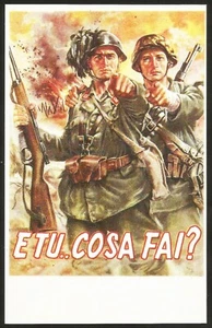 Cartolina PROPAGANDA Repubblica Sociale GUERRA Militare ESERCITO Bertoletti 1935 - Foto 1 di 2