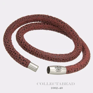 Autentico Bracciale Infinito Doppio Acciaio Rettile Rosso Pelle 8,0" 1002-40 - Foto 1 di 1