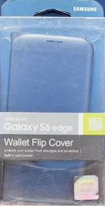 Original Samsung Galaxy S6 Edge Wallet Flip Cover Case - Sapphire Black - New - Picture 1 of 2