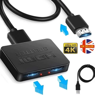 HDMI Splitter 1 Eingang 2 Ausgang 4K HD Dual Output Adapter Kabel 1 In 2 Out UHD - Bild 1 von 4