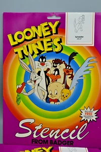 Vintage Badger Looney Tunes Schablone 1990 Bugs Bunny Sylvester Taz Daffy Wile E Coyot - Bild 1 von 6