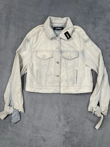 Neu Express Jacke Damen XS blau Denim helle Waschung klassische Passform distressed - Bild 1 von 9
