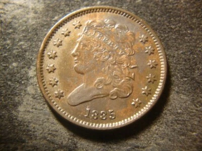Medio centavo cabeza clásica brillante BU 1835 bonito aspecto FLX Foto 1 de 2