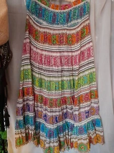 Roberto Cavalli Multicoloured Cotton Skirt 44 8 10 Hippy Gypsy Floral Peasant - Picture 1 of 6