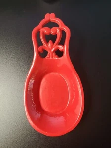 8" Rot Gusseisen Herz Löffel Rest Bauernhaus Landhaus Rustikal Küche Dekor  - Bild 1 von 5