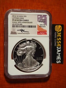 2016 W PROOF SILVER EAGLE NGC PF69 ULTRA CAMEO JOHN MERCANTI SIGNED FLAG LABEL! - Picture 1 of 2