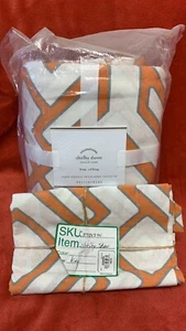 Pottery Barn King Shelby Duvet Clementine W/1 King Sham Orange Ivory GEO morden - Picture 1 of 5