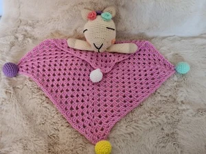 Llama Lovey crochet blanket with rattle insert. Stuffed animal, Lovey blanket. - Picture 1 of 8
