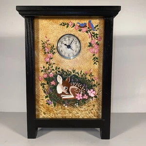 Handbemalter saisonaler Wechselbock aus Holz - Winter/Frühling - Rehkitz Uhr - Bild 1 von 11