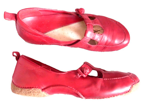 SCARPE BASSE SLIP ON CLARKS ACTIVE AIR RED PELLE MARY JANE TAGLIA 7 D EURO 41