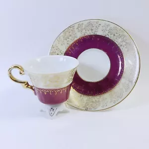 Richard Japan Demitasse burgundisch goldbeschnittene Teetasse & Untertasse - Vintage - Bild 1 von 9