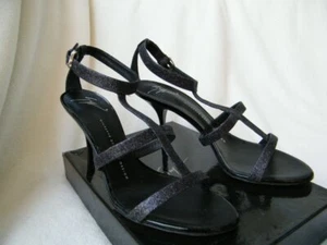 GIUSEPPE ZANOTTI shoes heels black glitter strappy - Picture 1 of 8