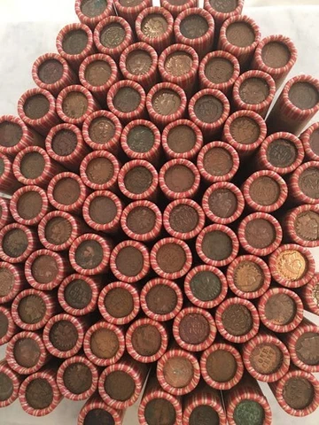 Wheat Penny Roll Lot With Indian Head Ender 1909-1958 Wheat Pennies Fifty Coins Cover