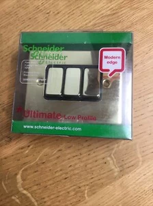 Schneider Low Profile 3 Gang 2 Way 16AX polished brass Black interior - Picture 1 of 8