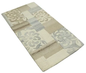Gabbeh Teppich 100% Wolle 70X140 cm Handarbeit Grau Beige Handgetuftet T1024 - Bild 1 von 5